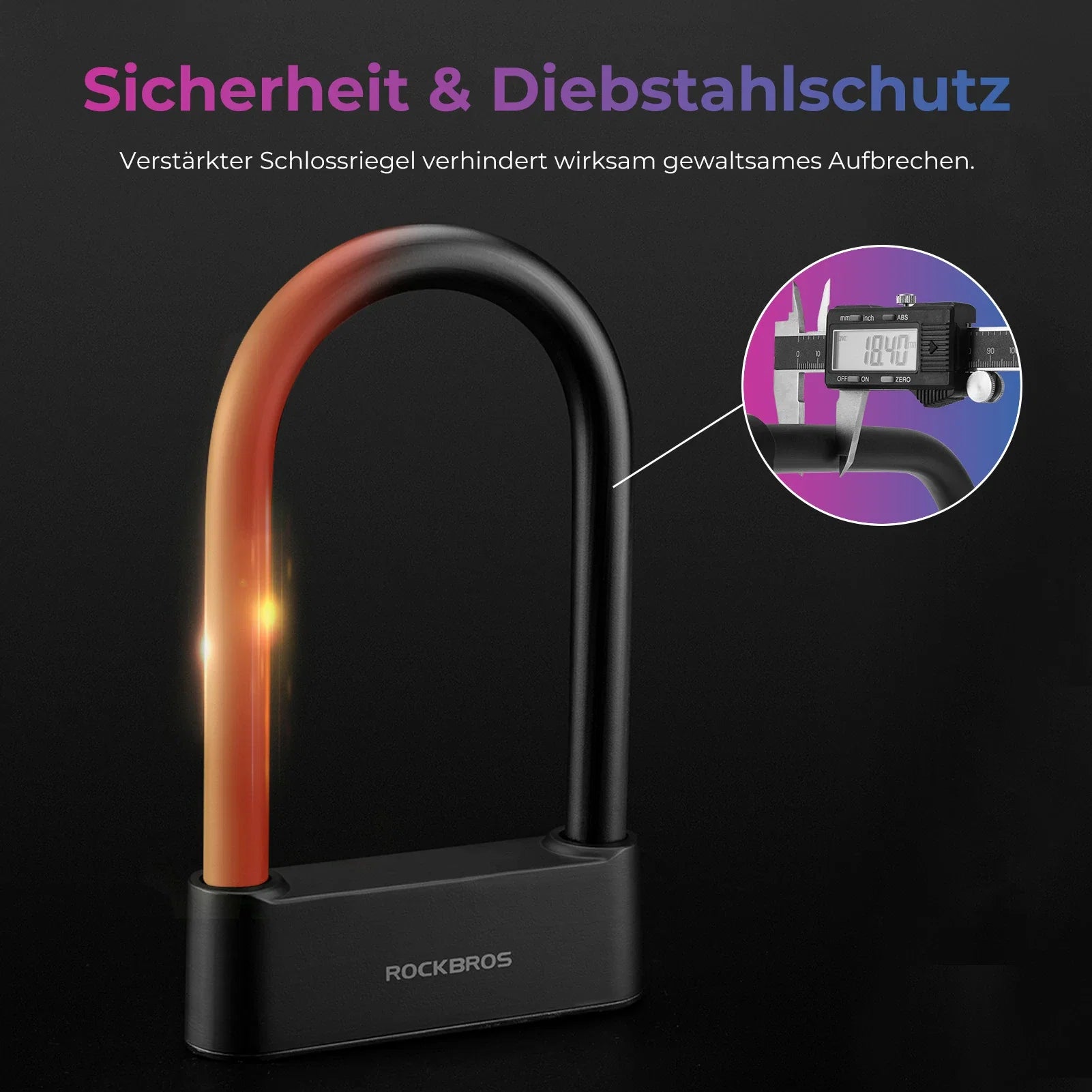 Schloss Fingerabdruck Wasserdicht IP6 Fahrrad Bügelschloss Bluetooth Schloss mit Schlüssel USB-Aufladung