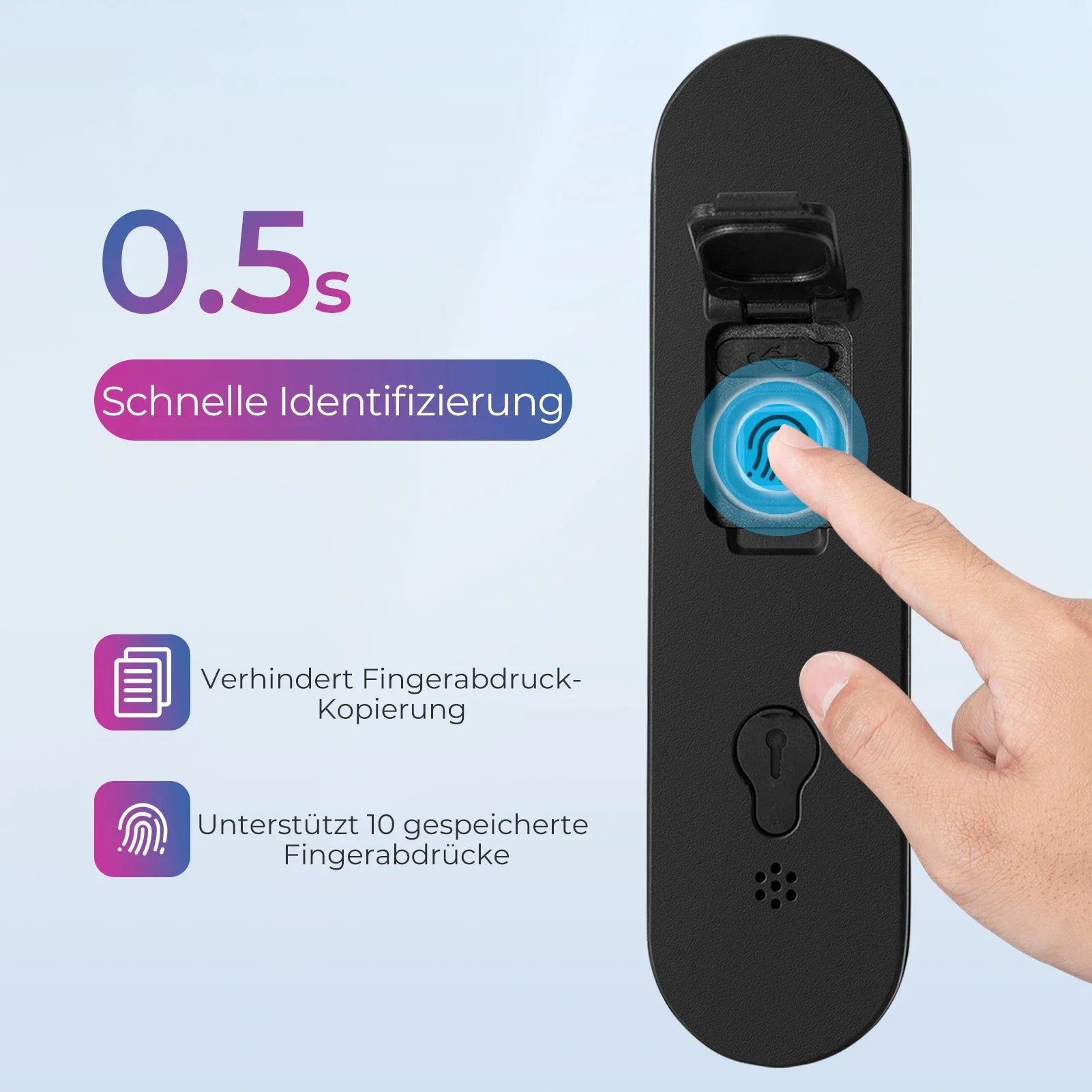 Schloss Fingerabdruck Wasserdicht IP6 Fahrrad Bügelschloss Bluetooth Schloss mit Schlüssel USB-Aufladung