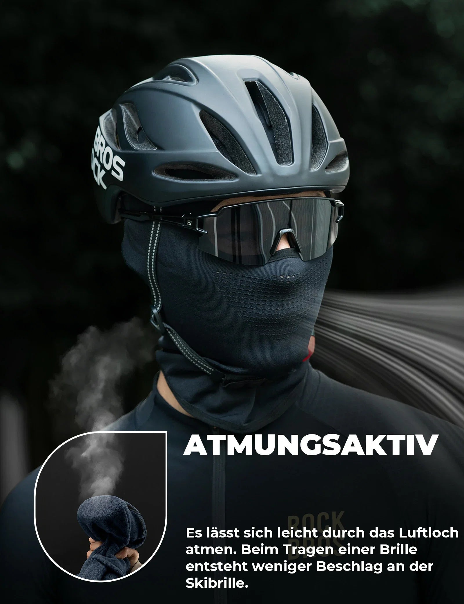 Sturmhaube Balaclava, Atmungsaktive Skimaske Schwarz-Grau