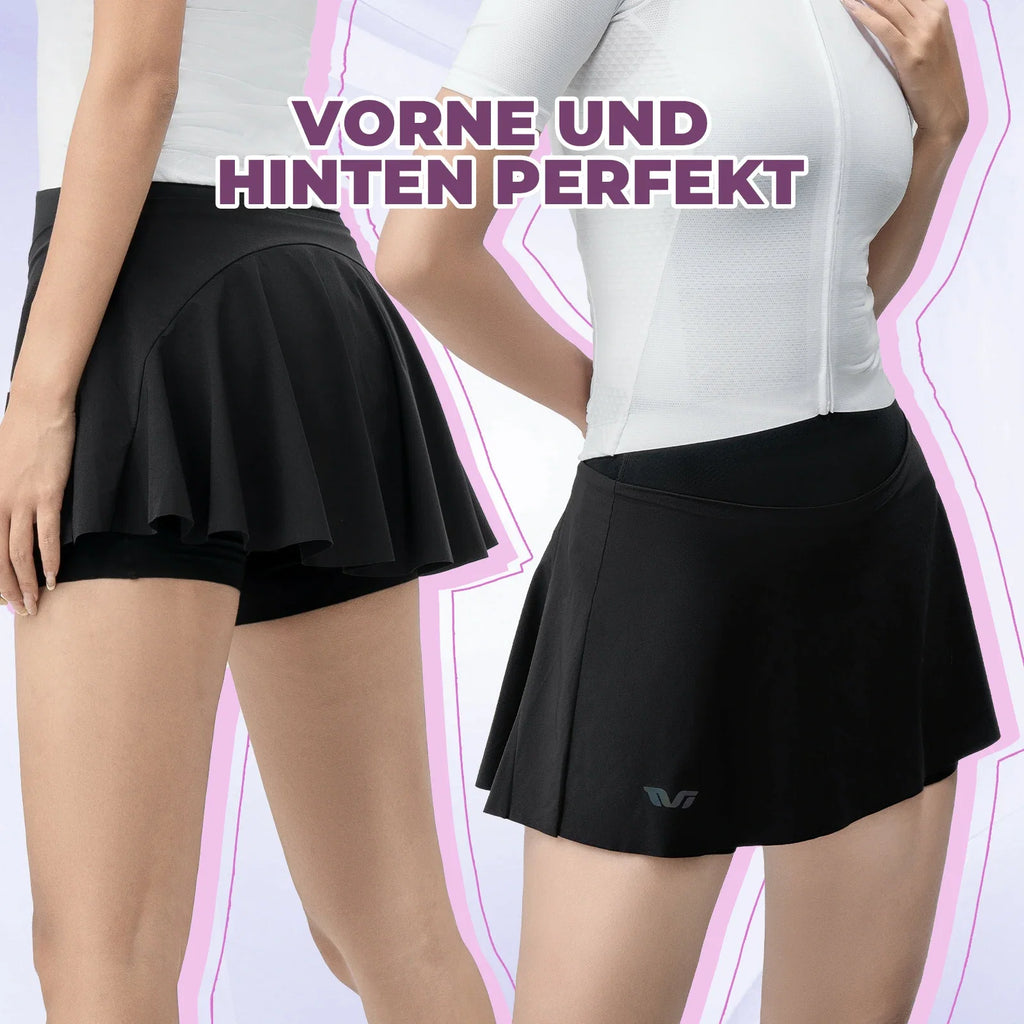 TVI Damen 2 in 1 Fahrradrock Kurze Gepolstert Radlerhose mit Tasche