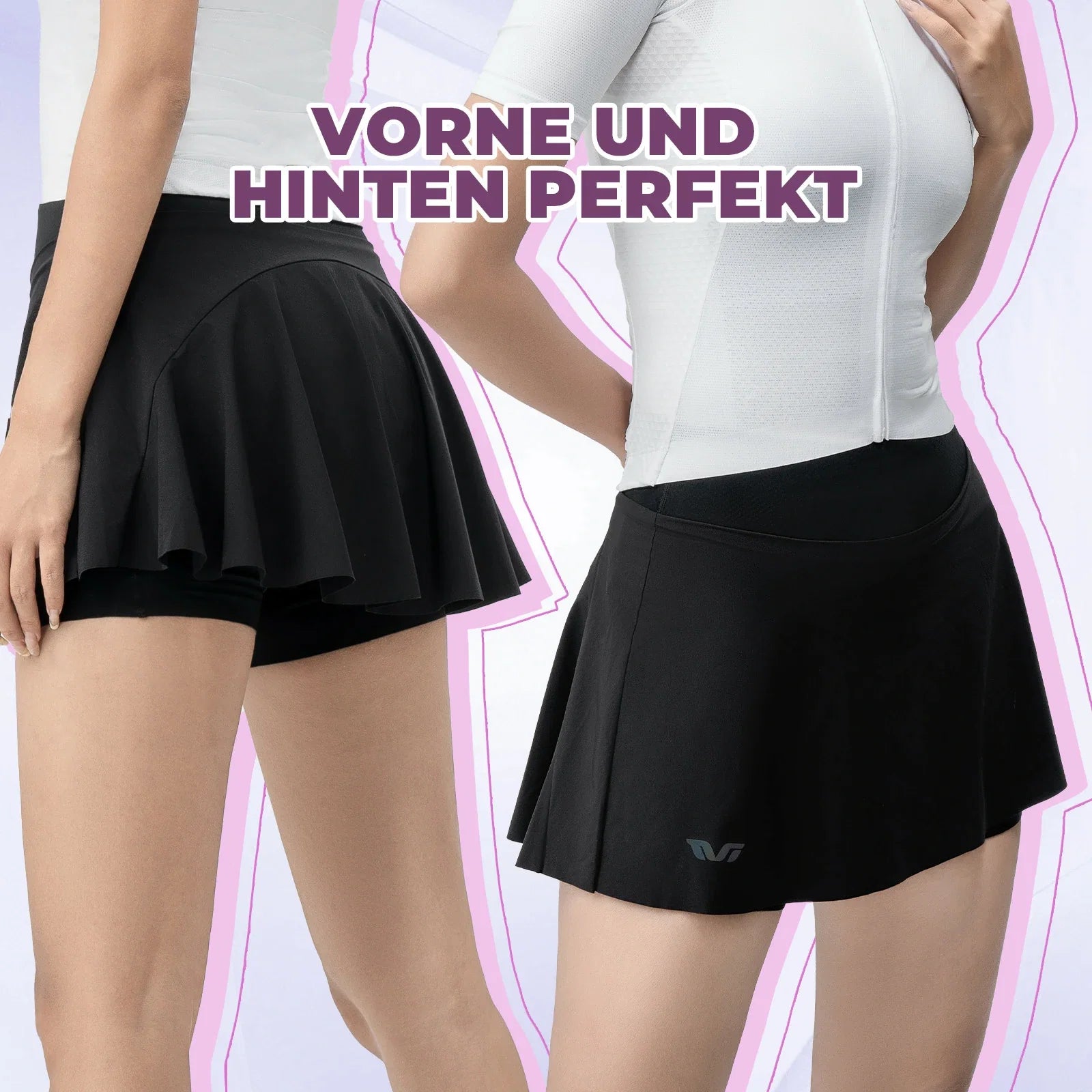 TVI Damen 2 in 1 Fahrradrock Kurze Gepolstert Radlerhose mit Tasche