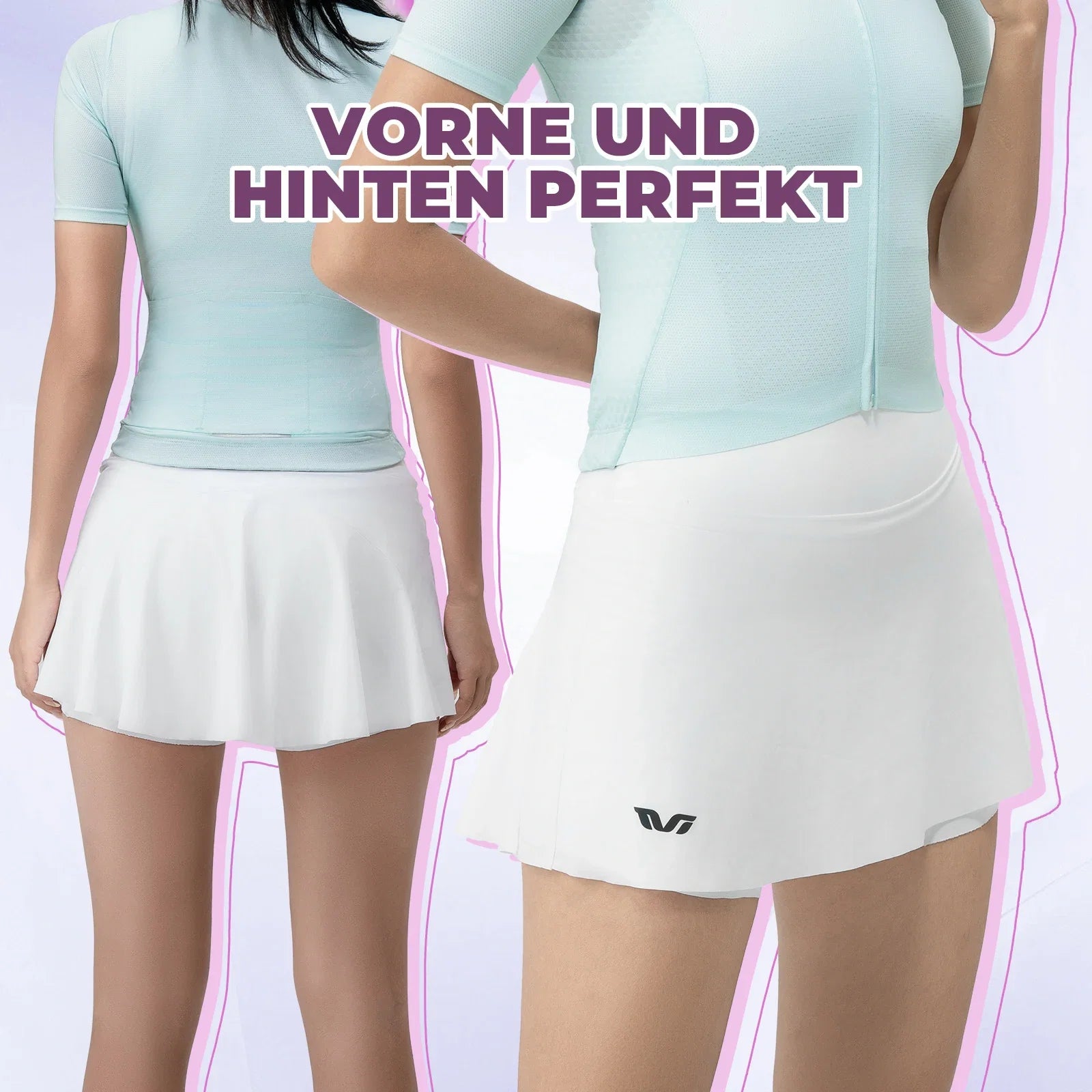 TVI Damen 2 in 1 Fahrradrock Kurze Gepolstert Radlerhose mit Tasche