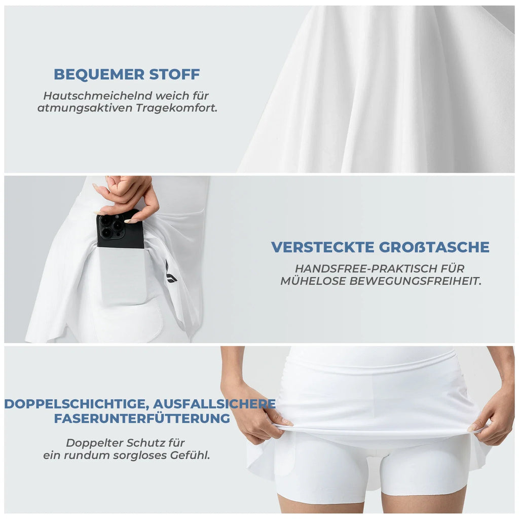 TVI Damen 2 in 1 Fahrradrock Kurze Gepolstert Radlerhose mit Tasche