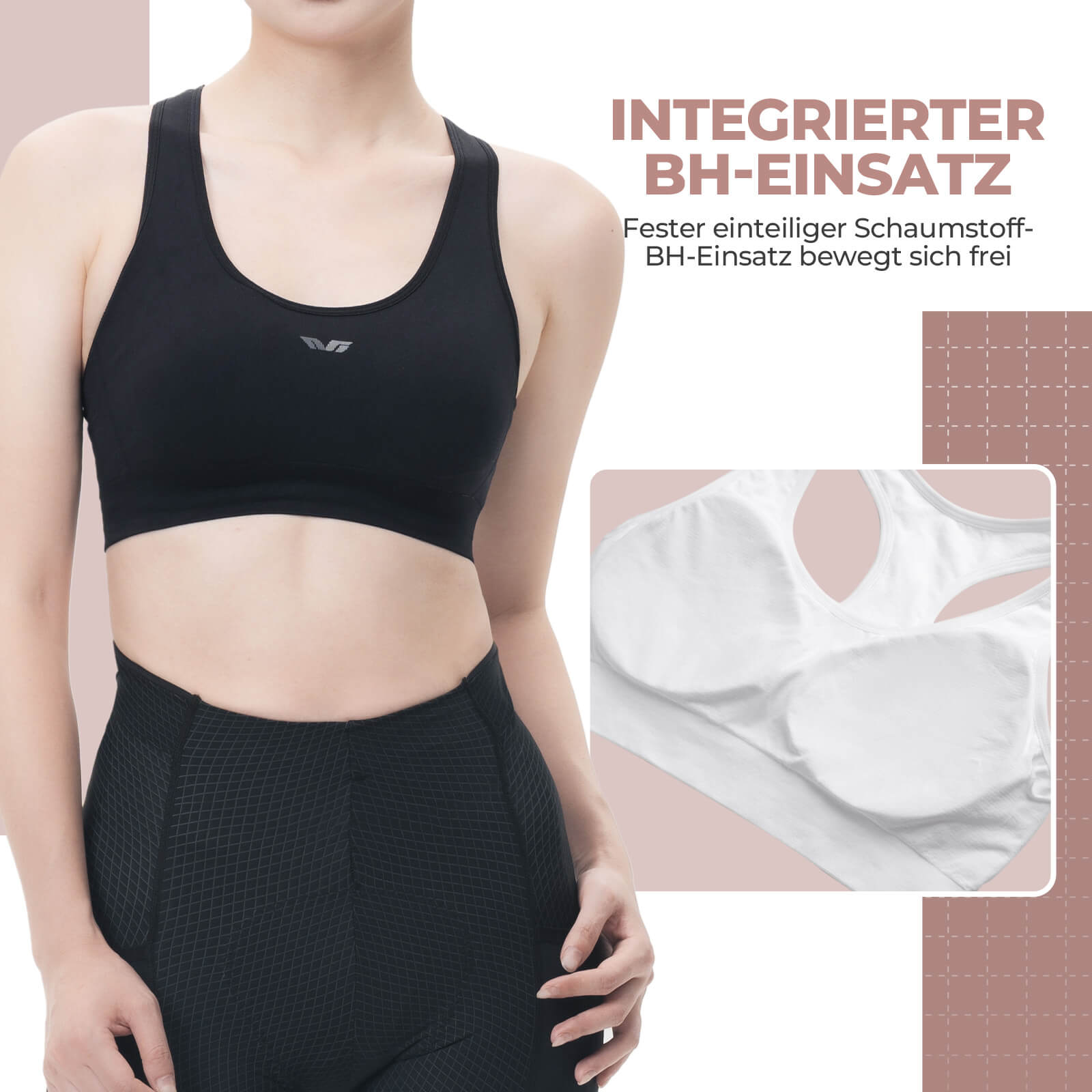 TVI Damen Ärmelloses Radtrikot Fahrradweste Sommer Integrierter BH-Einsatz Atmungsaktiv