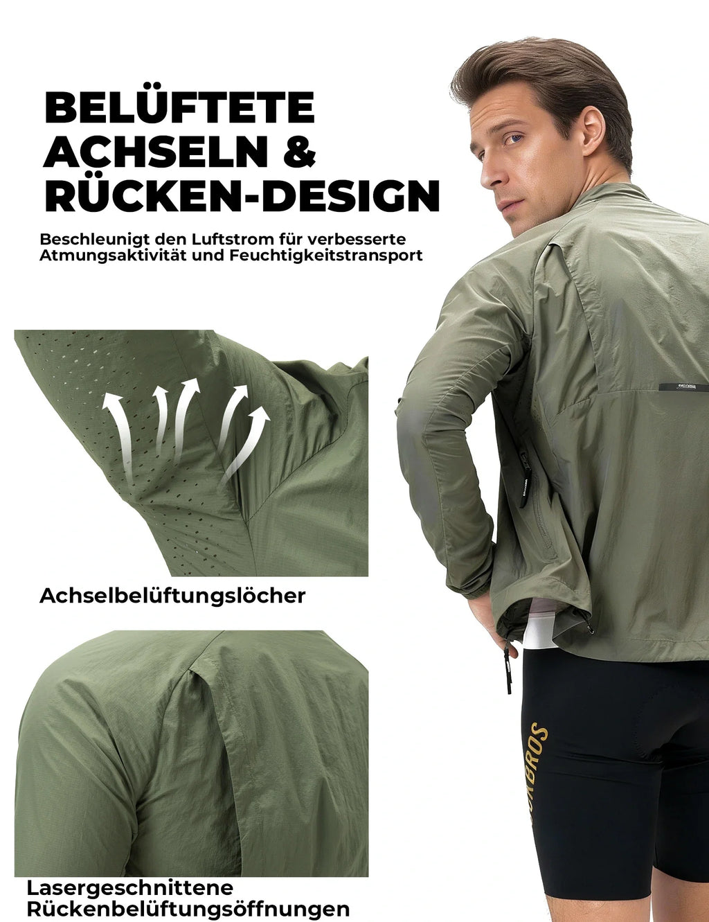 Winddichte Fahrradjacke, Leichte Atmungsaktive Schnelltrocknende Windbreaker, Faltbare
