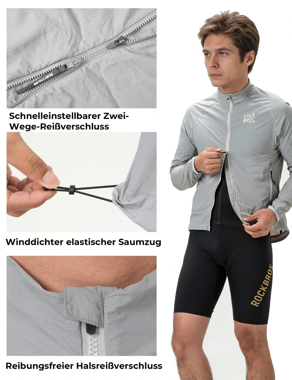 Winddichte Fahrradjacke, Leichte Atmungsaktive Schnelltrocknende Windbreaker, Faltbare