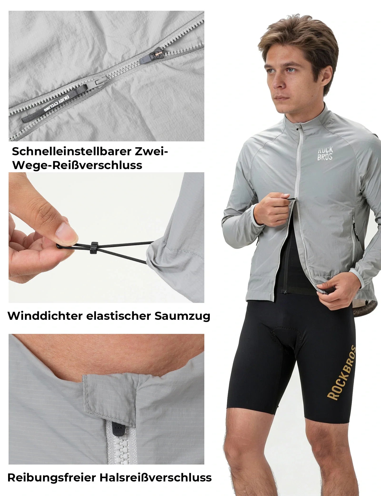 Winddichte Fahrradjacke, Leichte Atmungsaktive Schnelltrocknende Windbreaker, Faltbare