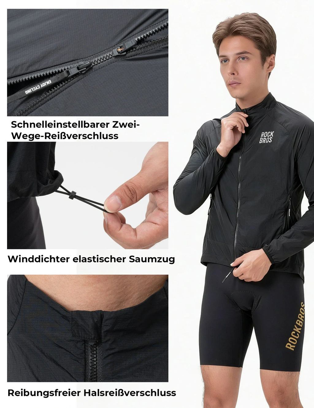 Winddichte Fahrradjacke, Leichte Atmungsaktive Schnelltrocknende Windbreaker, Faltbare