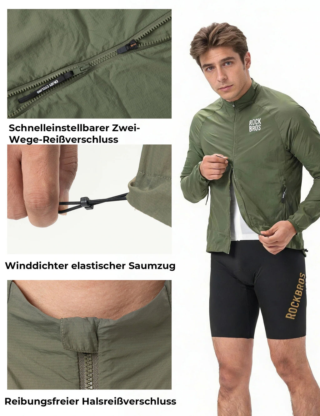 Winddichte Fahrradjacke, Leichte Atmungsaktive Schnelltrocknende Windbreaker, Faltbare