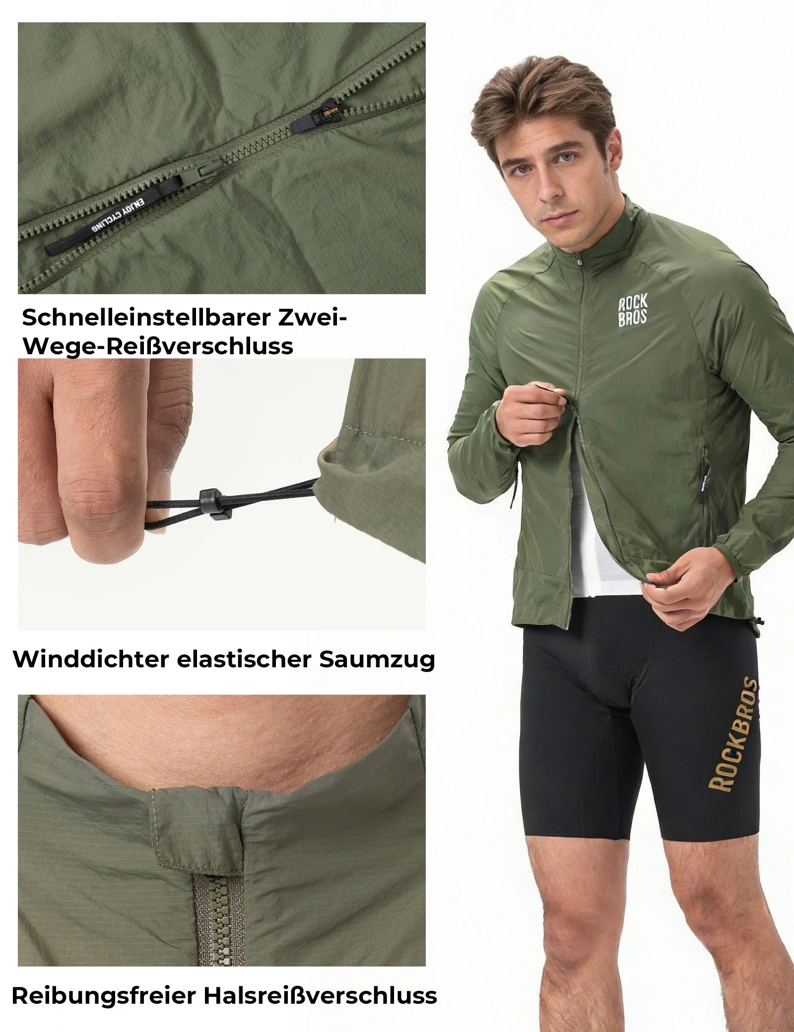 Winddichte Fahrradjacke, Leichte Atmungsaktive Schnelltrocknende Windbreaker, Faltbare
