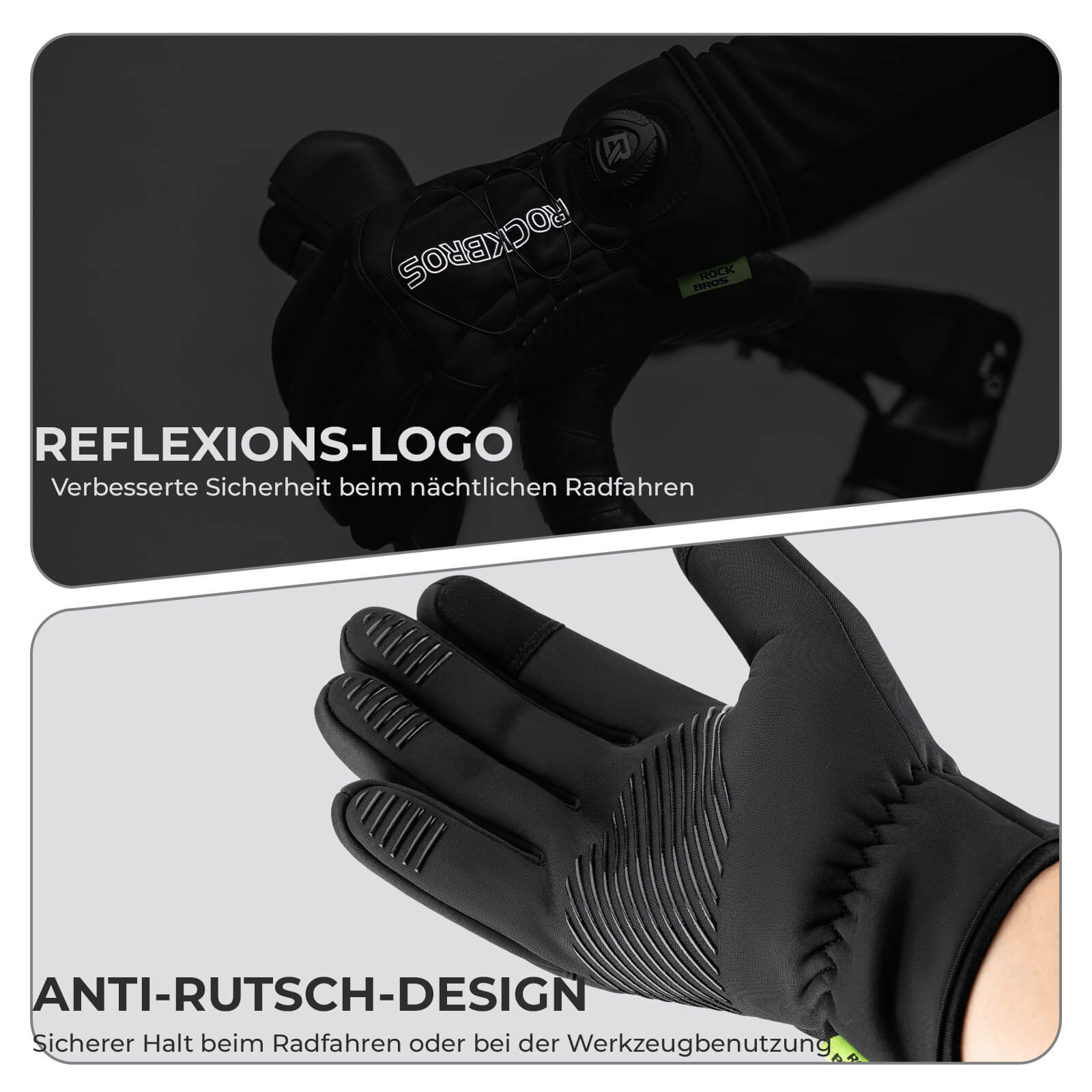 Winter Fahrradhandschuhe Touchscreen - Thermogefüttert & Reflex