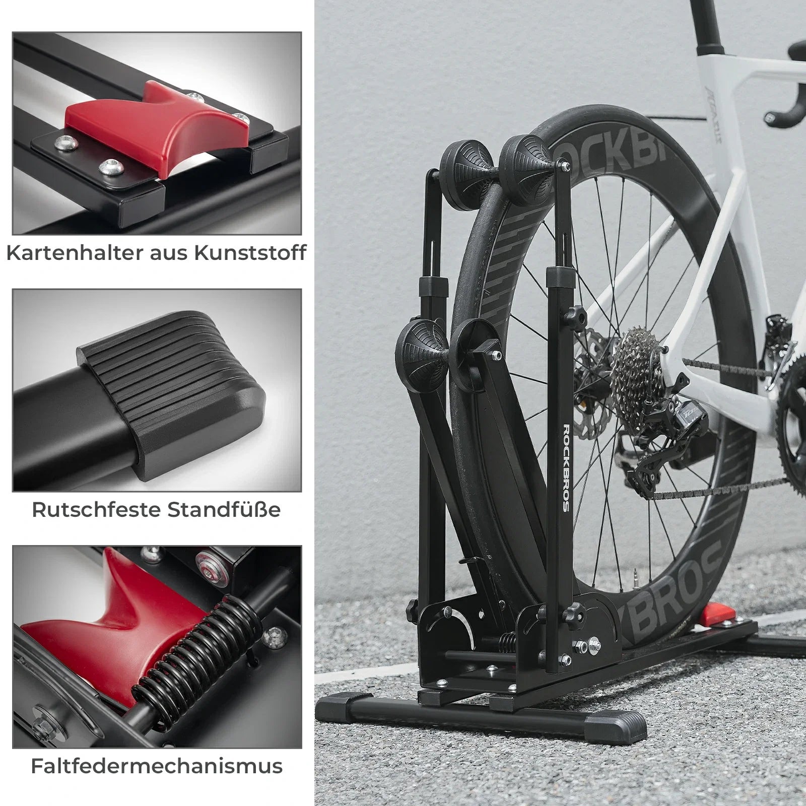 Fahrrad-Klappständer mit Doppelstreben aus Karbonstahl