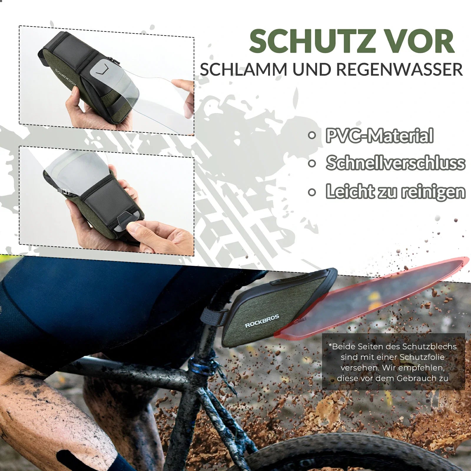 Fahrrad Satteltasche mit Durchsichtigen PVC Kotflügel