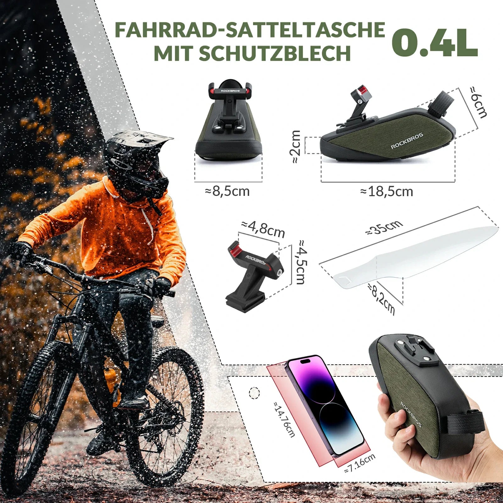 Fahrrad Satteltasche mit Durchsichtigen PVC Kotflügel