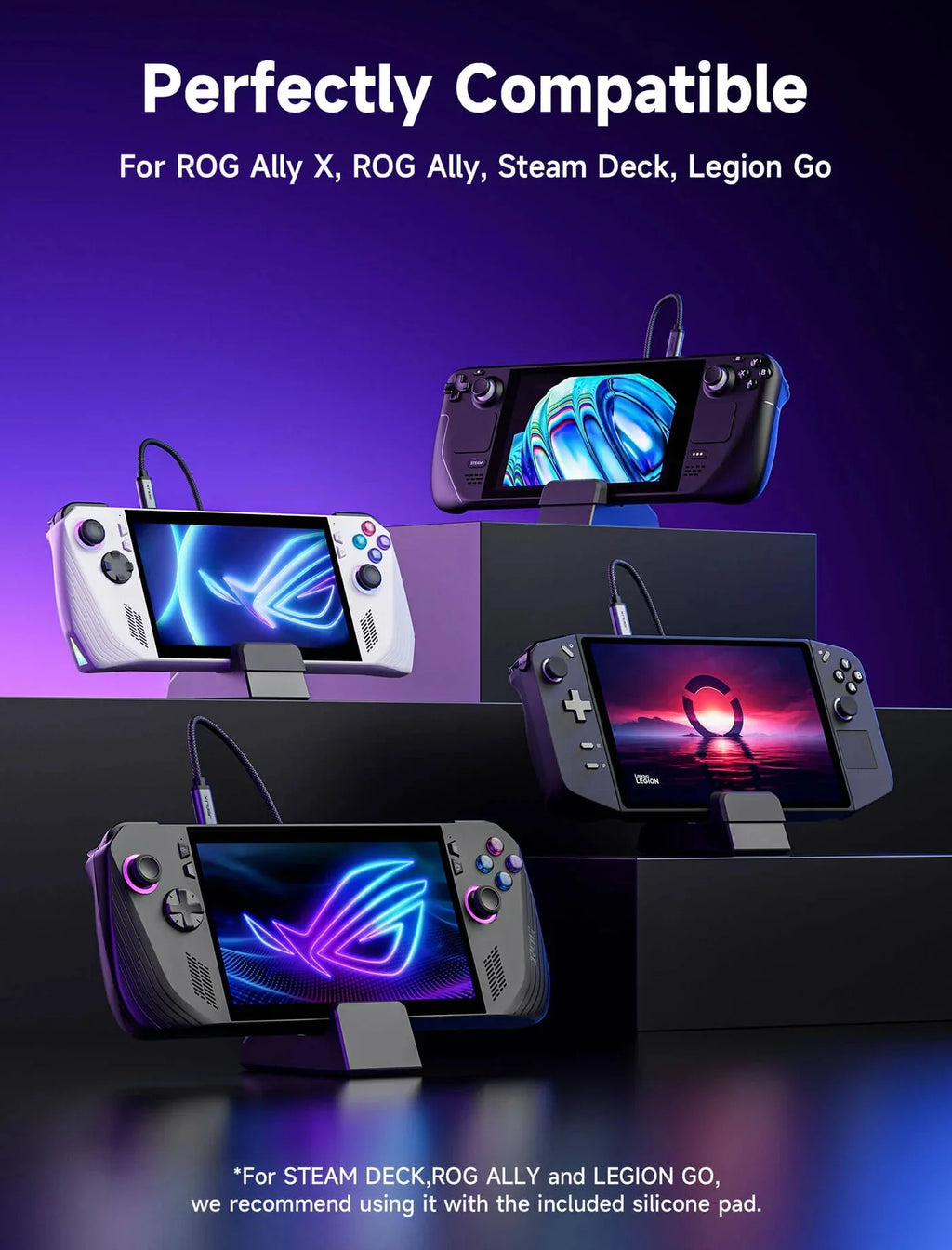 6 in 1 Docking Station für Steam Deck, ROG Ally X, Lenovo Legion Go - Schwarz & Weiß