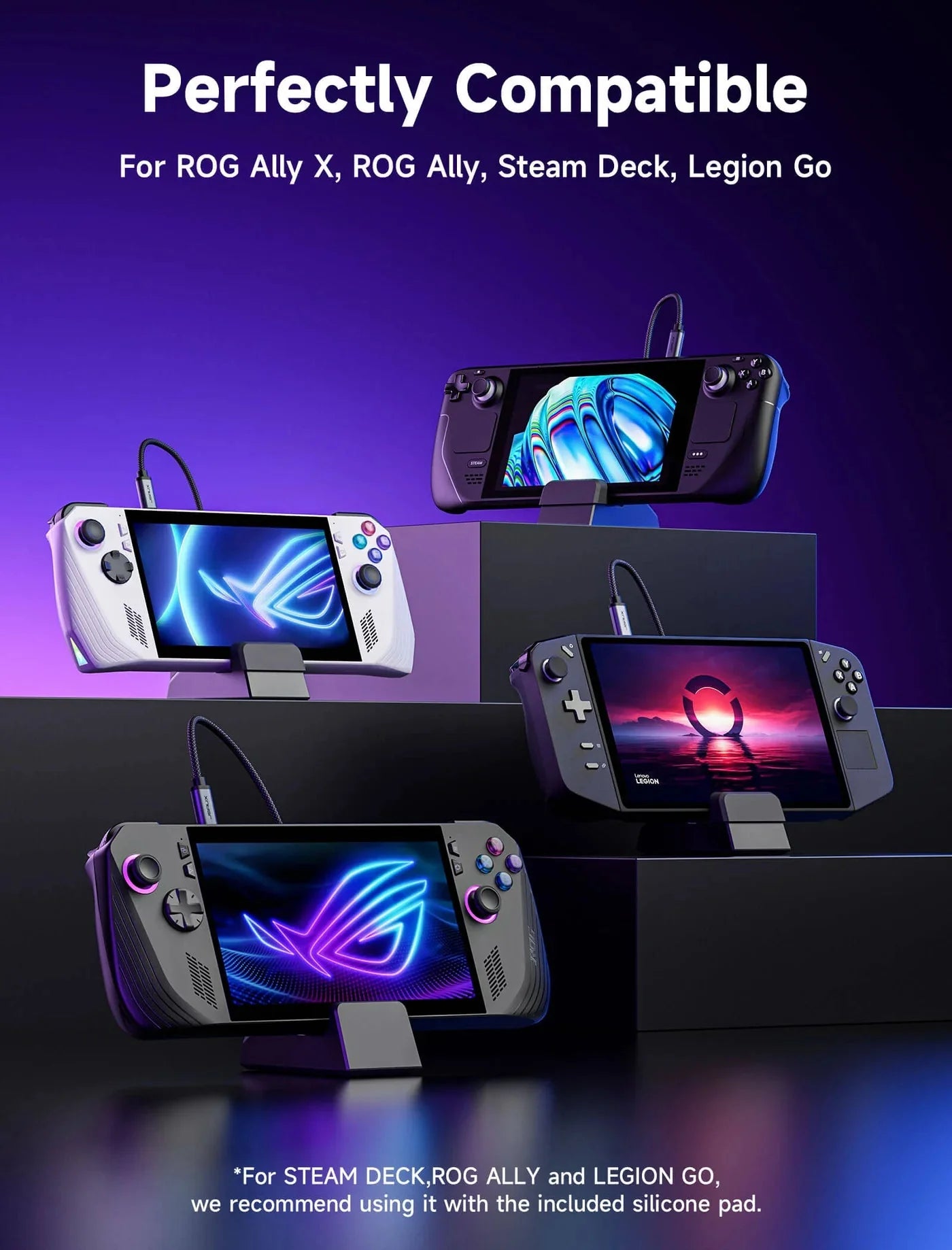 6 in 1 Docking Station für Steam Deck, ROG Ally X, Lenovo Legion Go - Schwarz & Weiß
