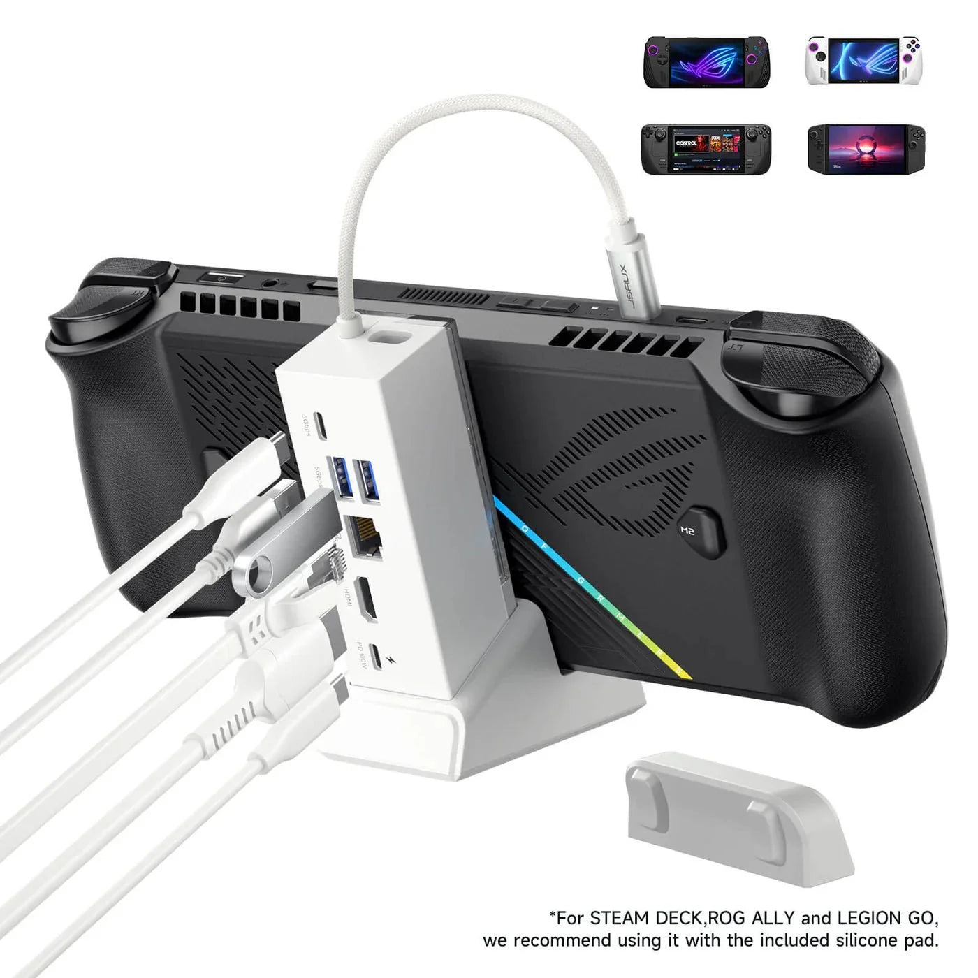 6 in 1 Docking Station für Steam Deck, ROG Ally X, Lenovo Legion Go - Schwarz & Weiß