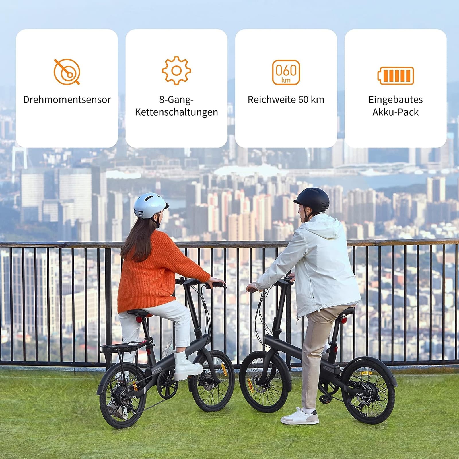 QiCYCLE E-Bike 20 Zoll klappbare Elektrofahrrad mit 8 Gangschaltung bis 25km/h für Jugendliche und Erwachsene