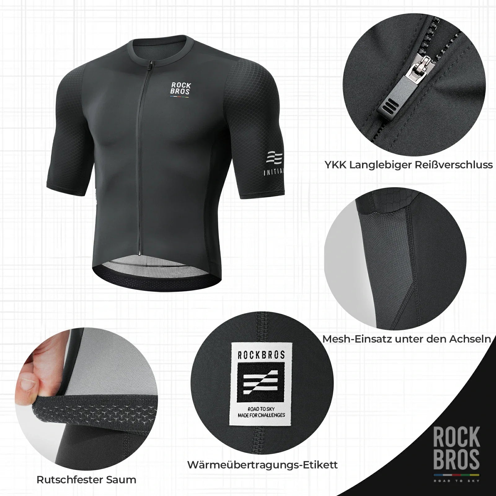 ROAD TO SKY Herren Radtrikot Kurzarm mit Taschen