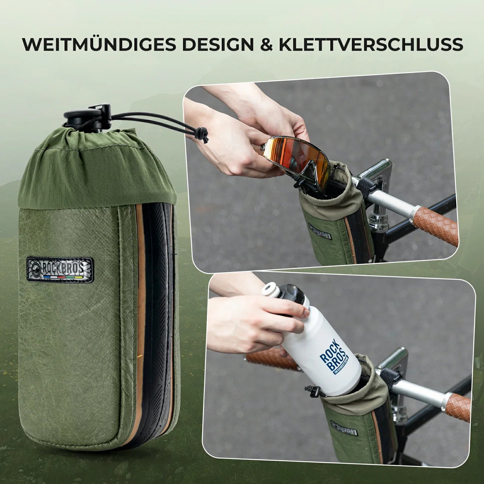 ROAD TO SKY Nachhaltige Fahrrad-Wasserflaschentasche aus recycelten Reifen 0,8L