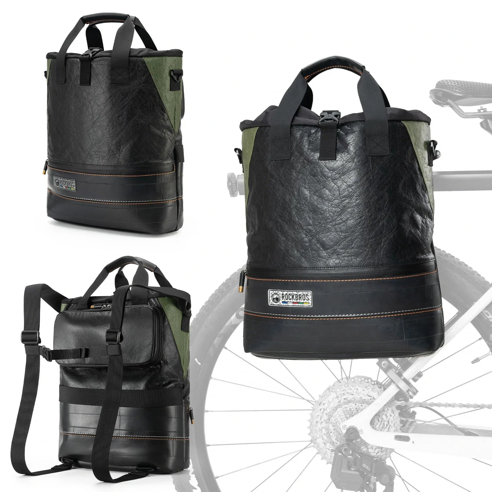 ROAD TO SKY Nachhaltige Fahrrad-Gepäckträgertasche aus recycelten Reifen 12L