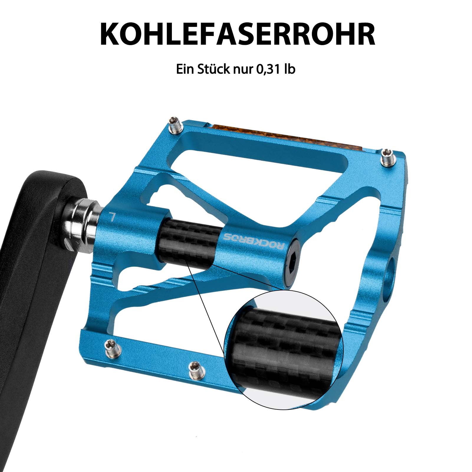 ROCKBROS Alu Fahrradpedale 9/16 Zoll mit zwei PVC Reflektoren