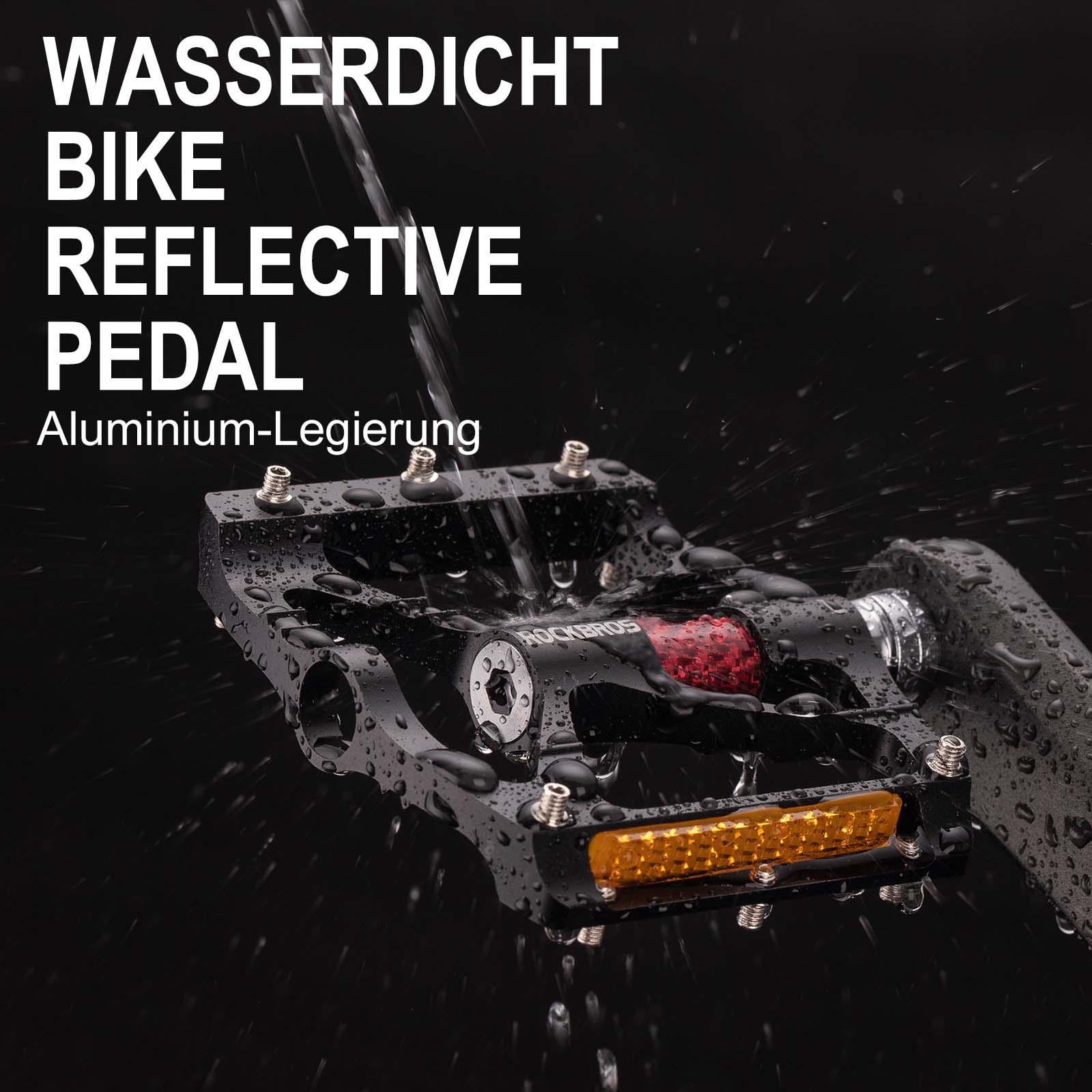ROCKBROS Alu Fahrradpedale 9/16 Zoll mit zwei PVC Reflektoren