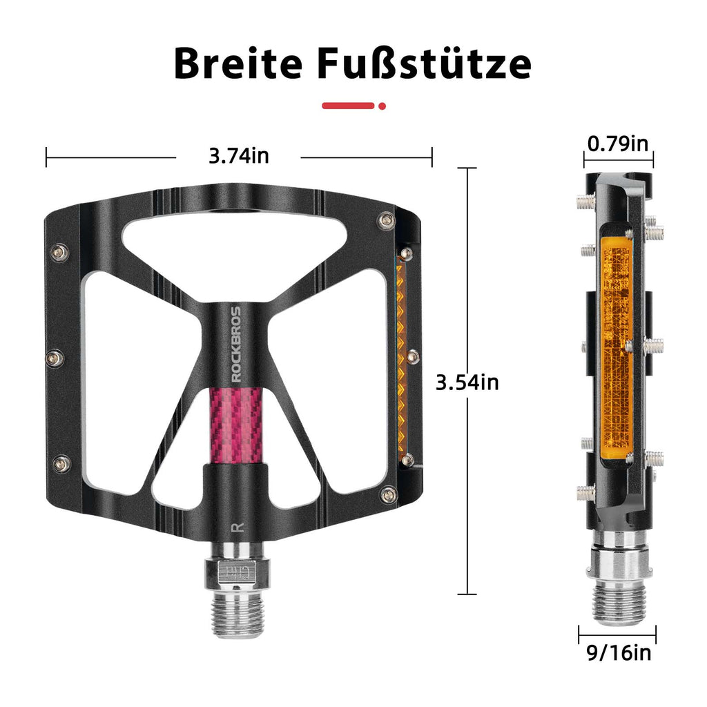 ROCKBROS Alu Fahrradpedale 9/16 Zoll mit zwei PVC Reflektoren