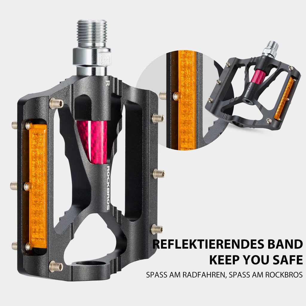 ROCKBROS Alu Fahrradpedale 9/16 Zoll mit zwei PVC Reflektoren