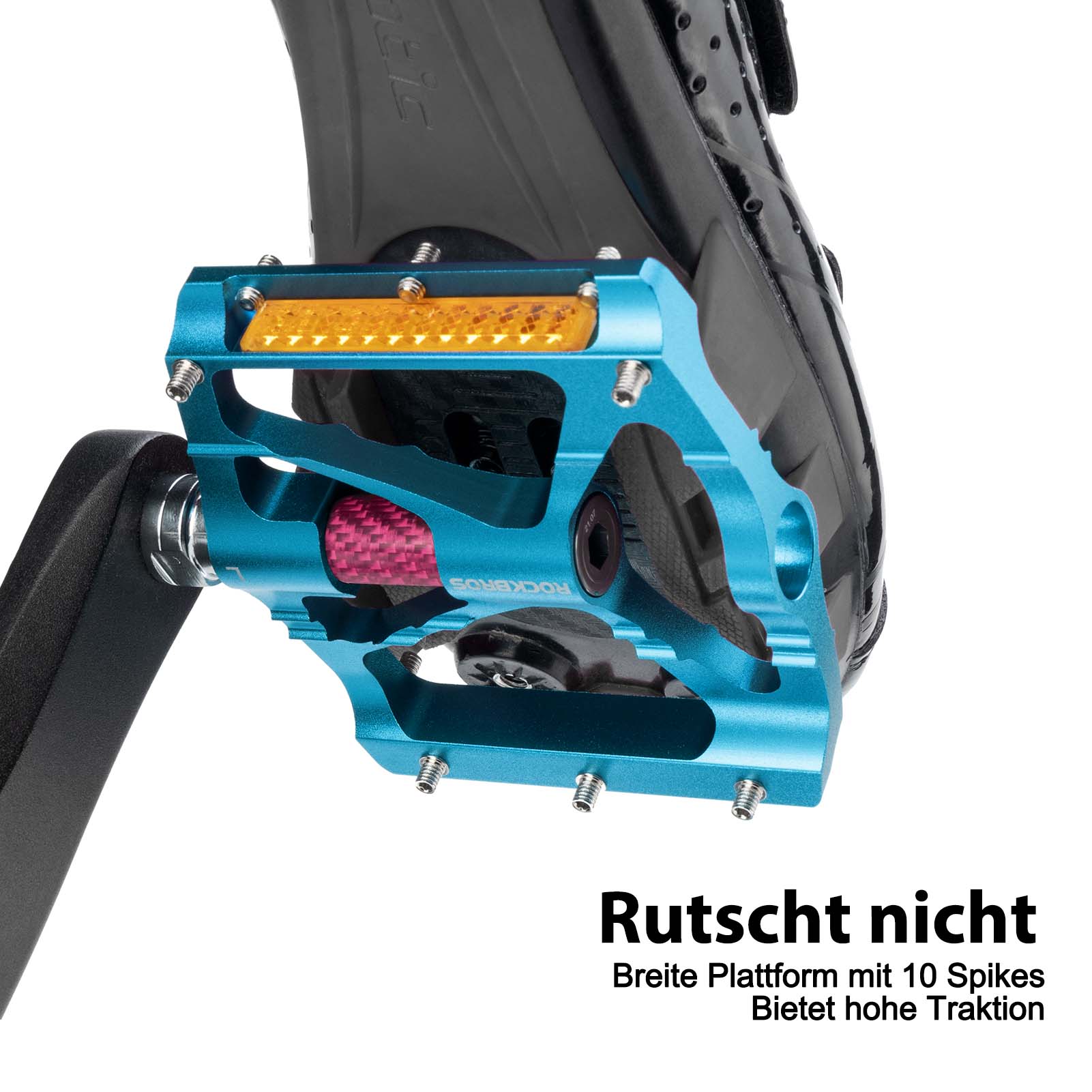 ROCKBROS Alu Fahrradpedale 9/16 Zoll mit zwei PVC Reflektoren