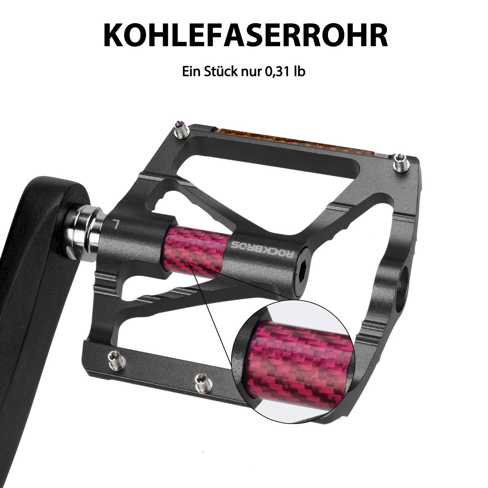 ROCKBROS Alu Fahrradpedale 9/16 Zoll mit zwei PVC Reflektoren