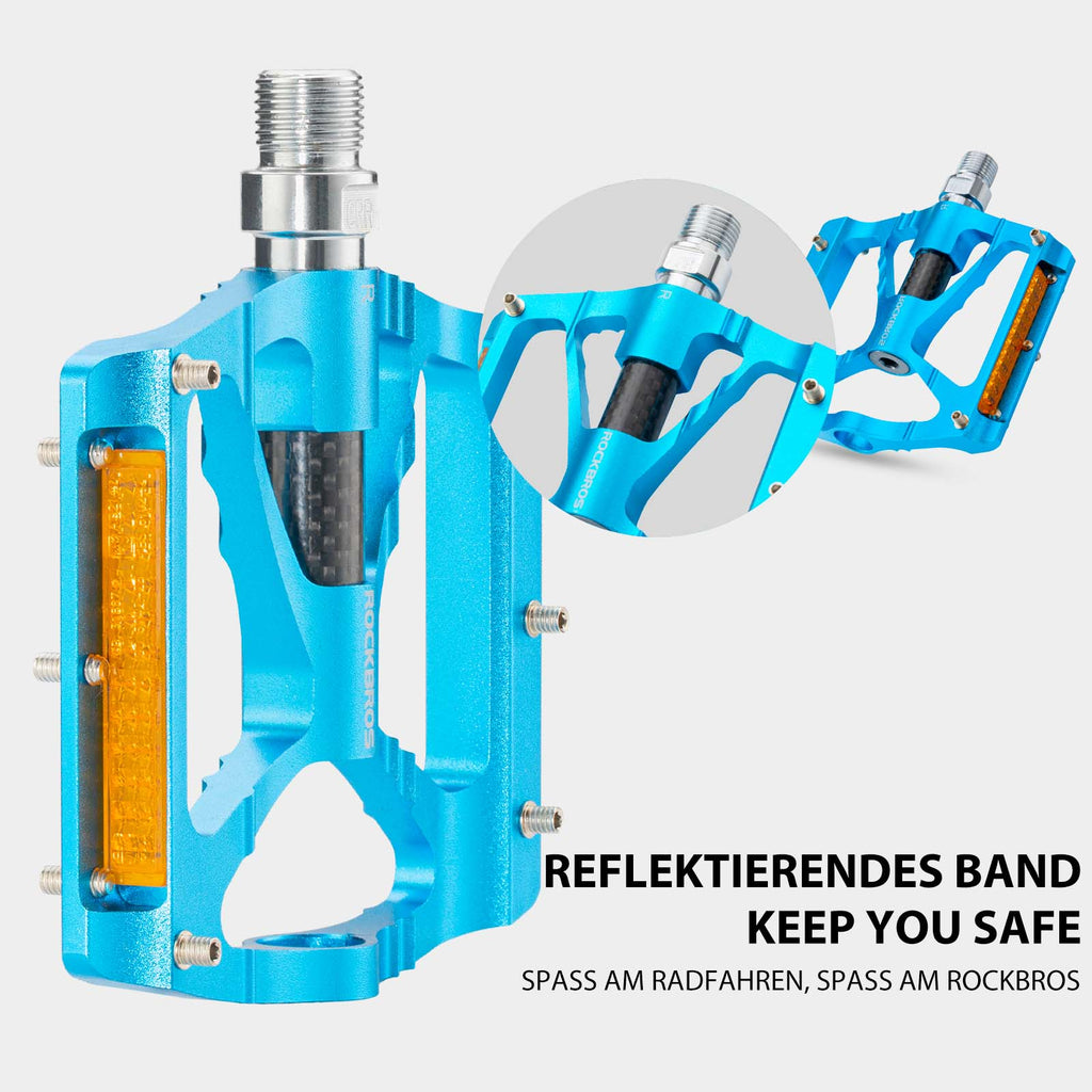 ROCKBROS Alu Fahrradpedale 9/16 Zoll mit zwei PVC Reflektoren