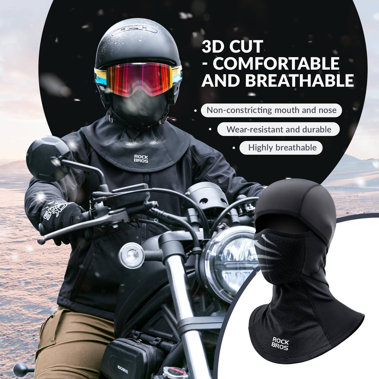 ROCKBROS Balaclava Herbst Winter Skimaske Atmungsaktiv Gesichtshaube
