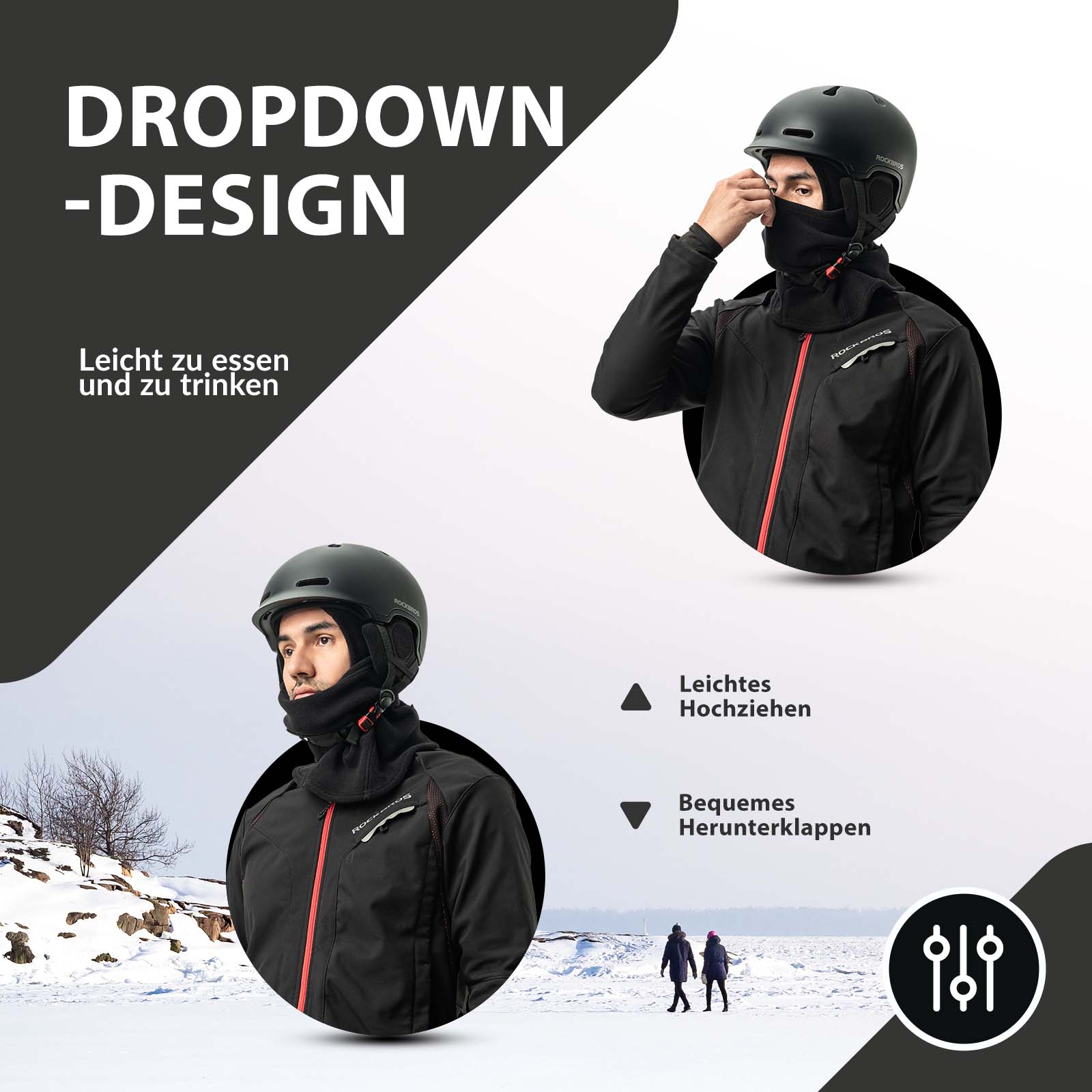 ROCKBROS Balaclava Winter Skimaske Warm Sturmmaske Unisex Einheitsgröße