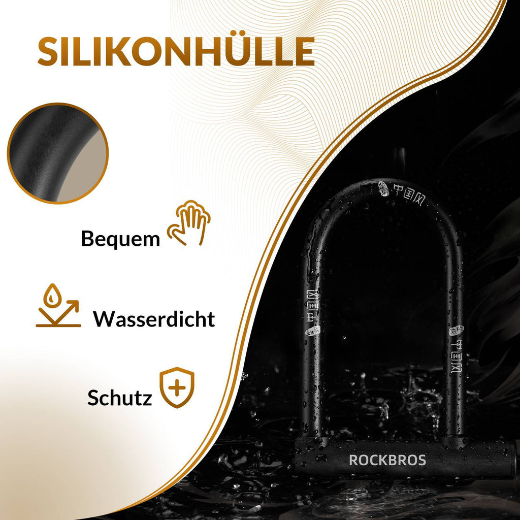 ROCKBROS Bügelschloss Fahrradschloss Hohe Sicherheit Schlösser Wasserdicht