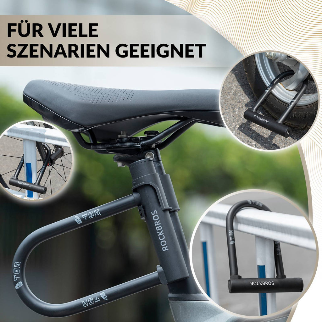 ROCKBROS Bügelschloss Fahrradschloss Hohe Sicherheit Schlösser Wasserdicht