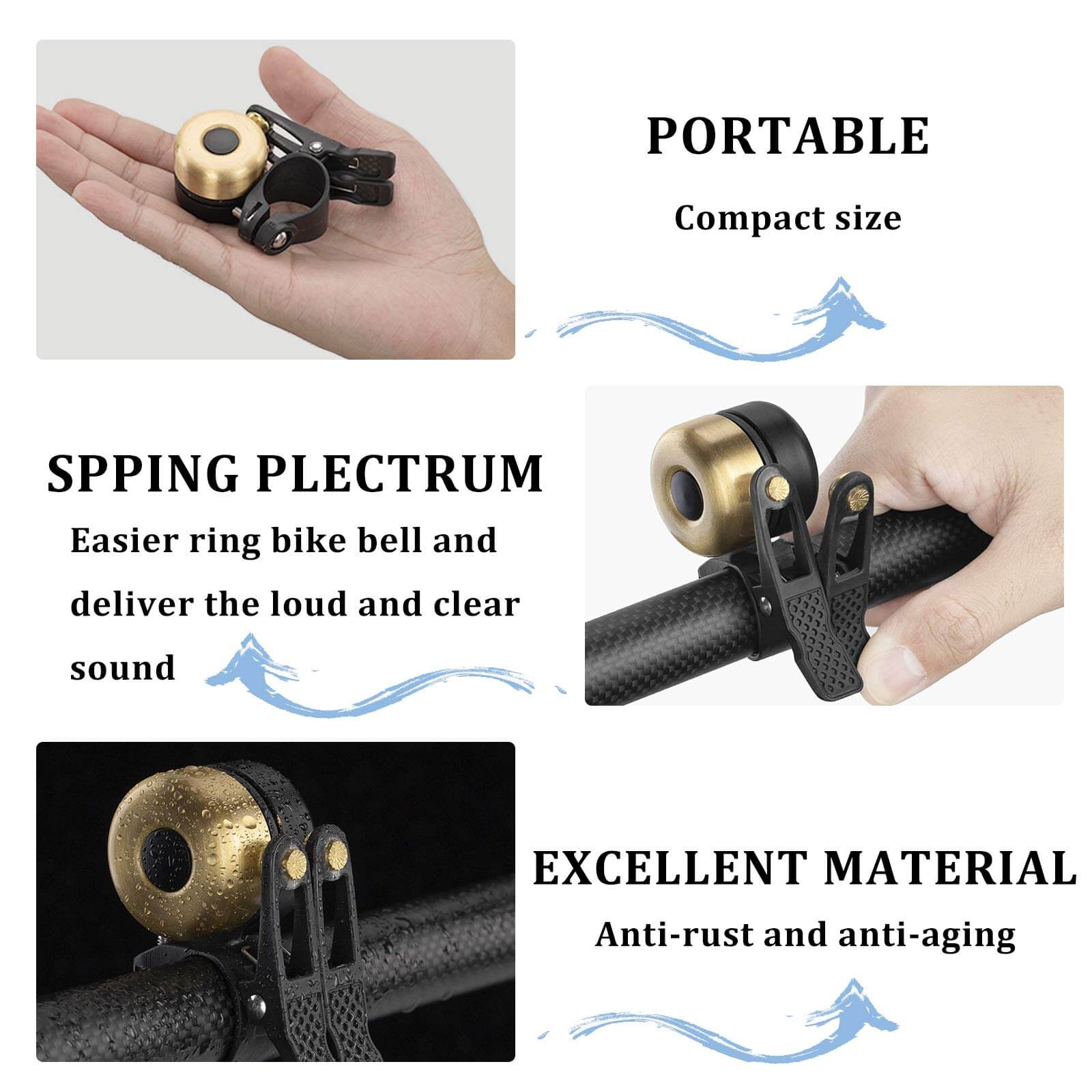 ROCKBROS Classic Brass Fahrradklingel Mini Fahrradglocken 1-2 Ringtone