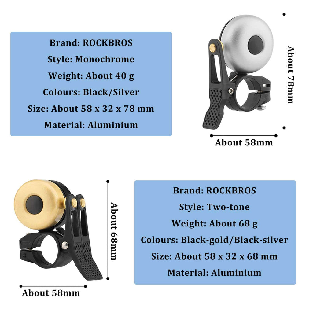 ROCKBROS Classic Brass Fahrradklingel Mini Fahrradglocken 1-2 Ringtone
