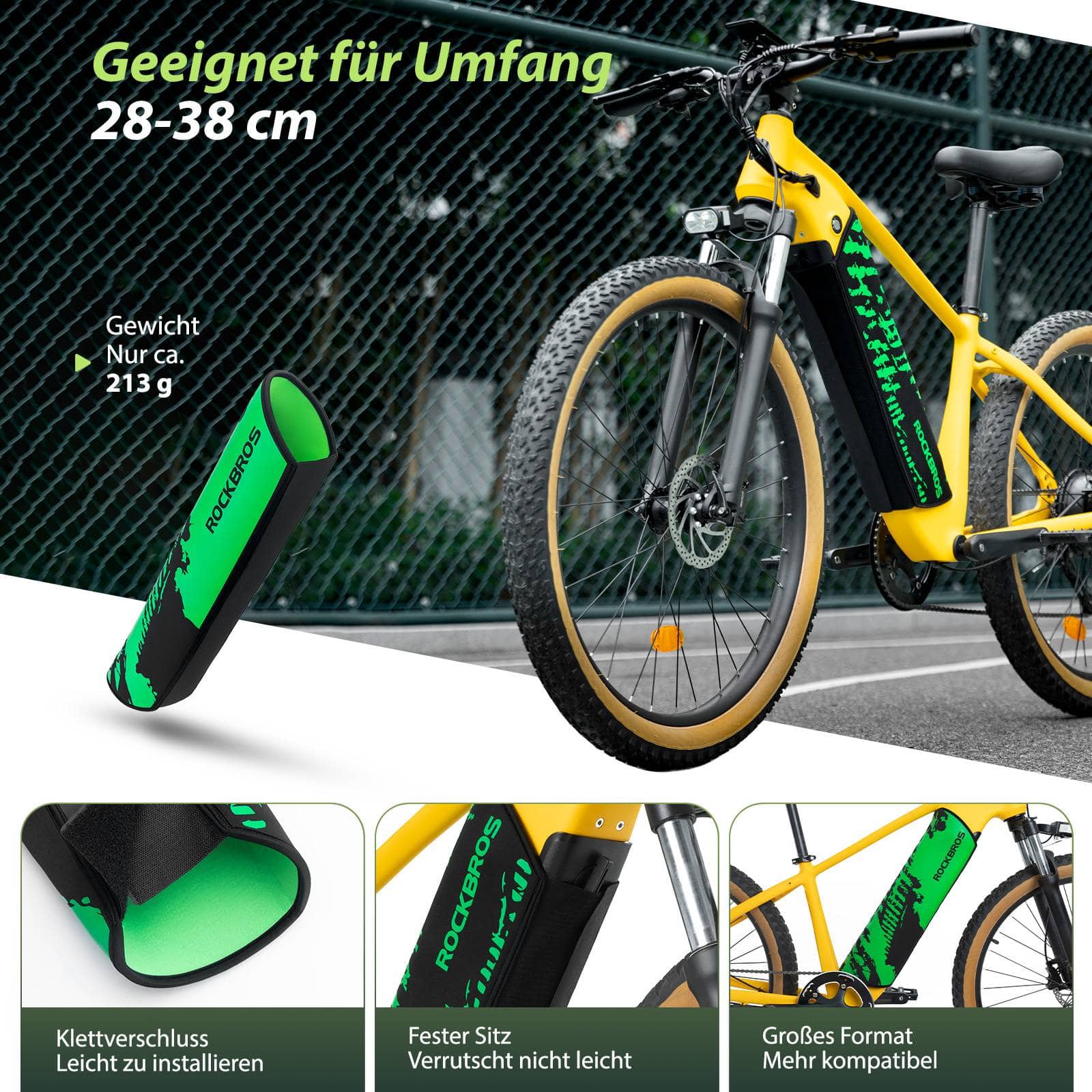 ROCKBROS E-Bike Akku Lackschutz für integrierte Ebike Rahmenakku Schutz vor Kälte