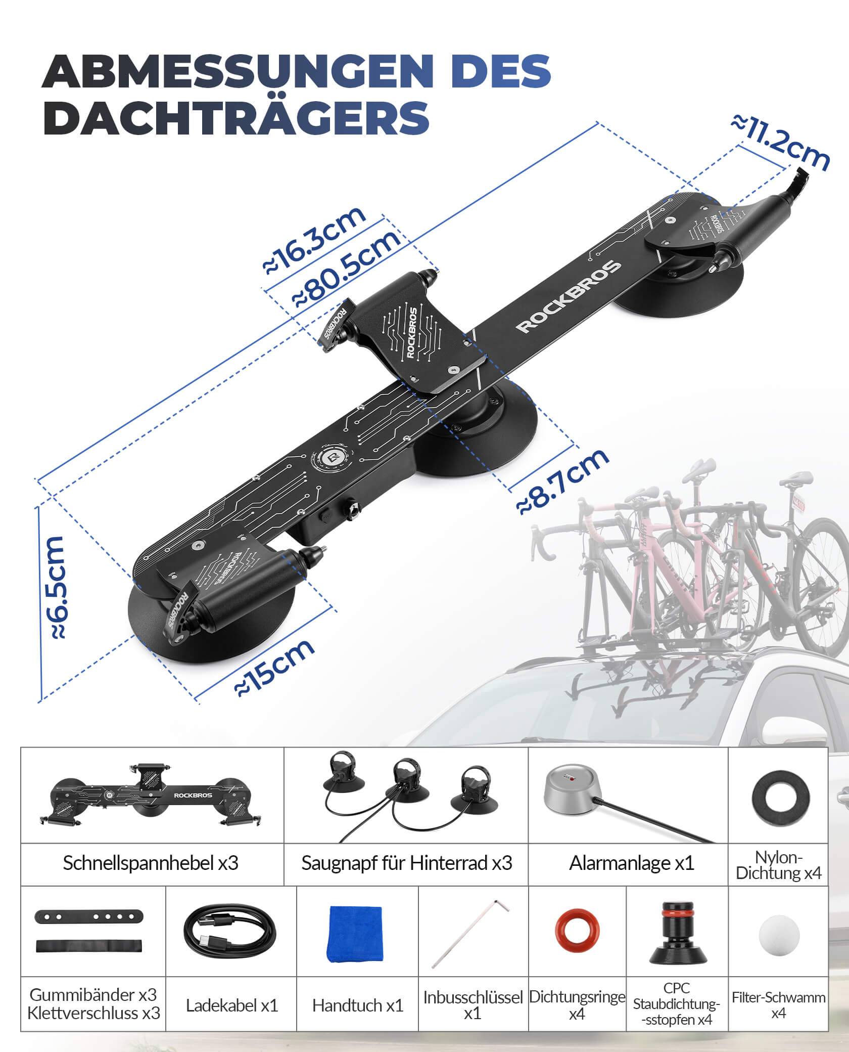 ROCKBROS Elektrischer Fahrradträger mit Saugnapf