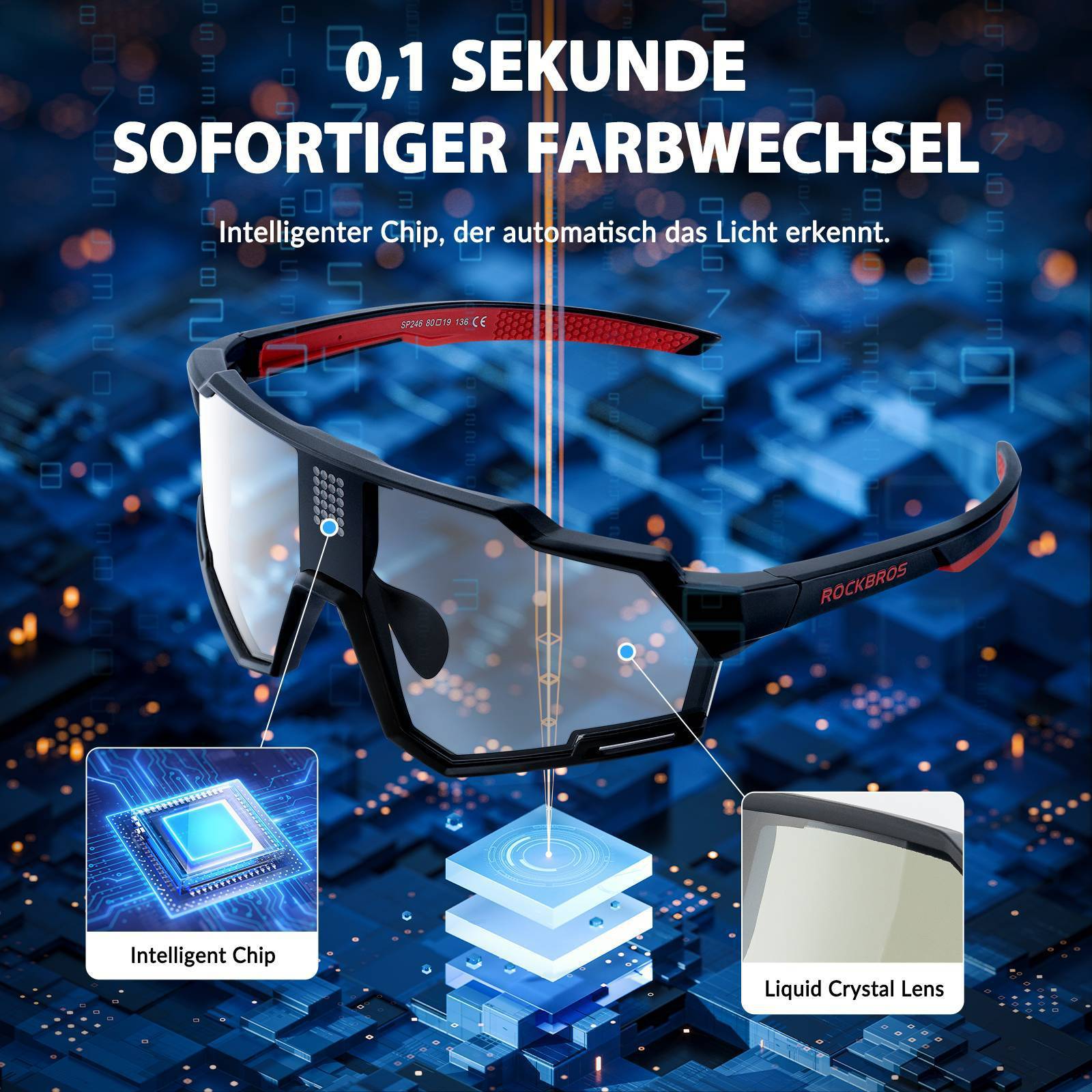 Smarte Radbrille mit Elektronischer Verdunkelung