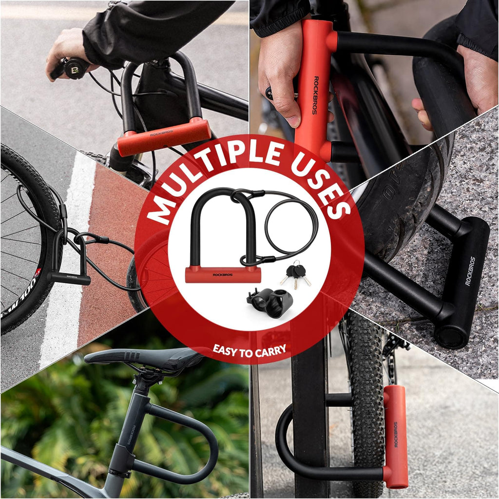 ROCKBROS Fahrrad Bügelschloss für Fahrräder & Motorräder aus legiertem
