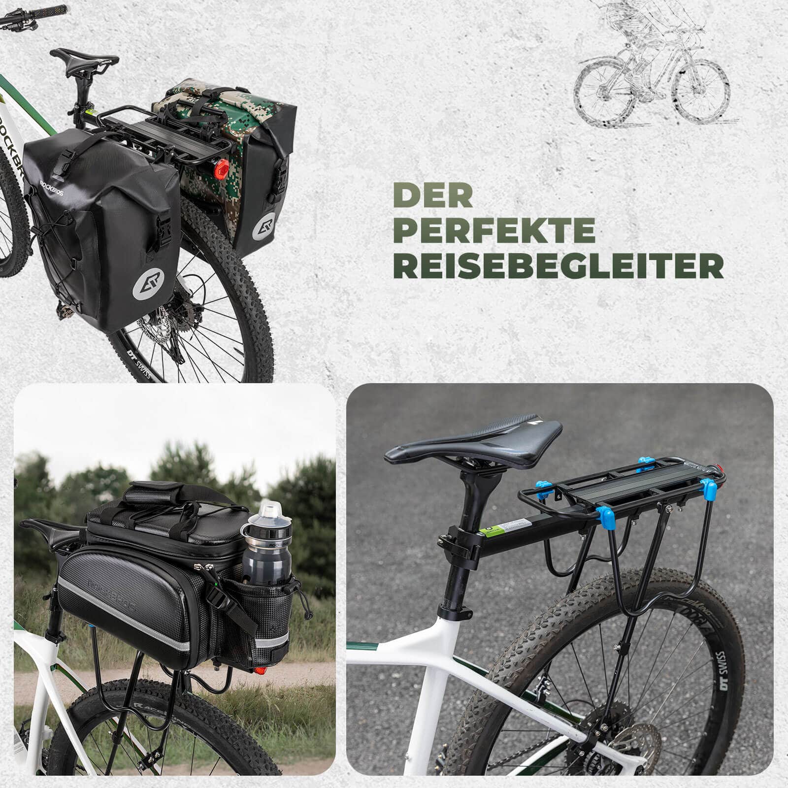 ROCKBROS Fahrrad Gepäckträger mit Reflektor und Schnellspanner 24-29 Zoll