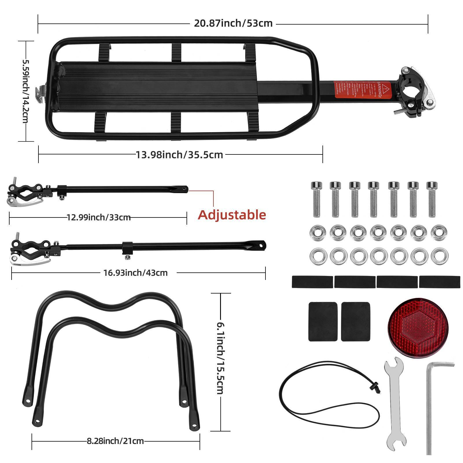 ROCKBROS Fahrrad Gepäckträger Schnellspanner mit Reflektor 24-29 Zoll Aluminiumlegierung
