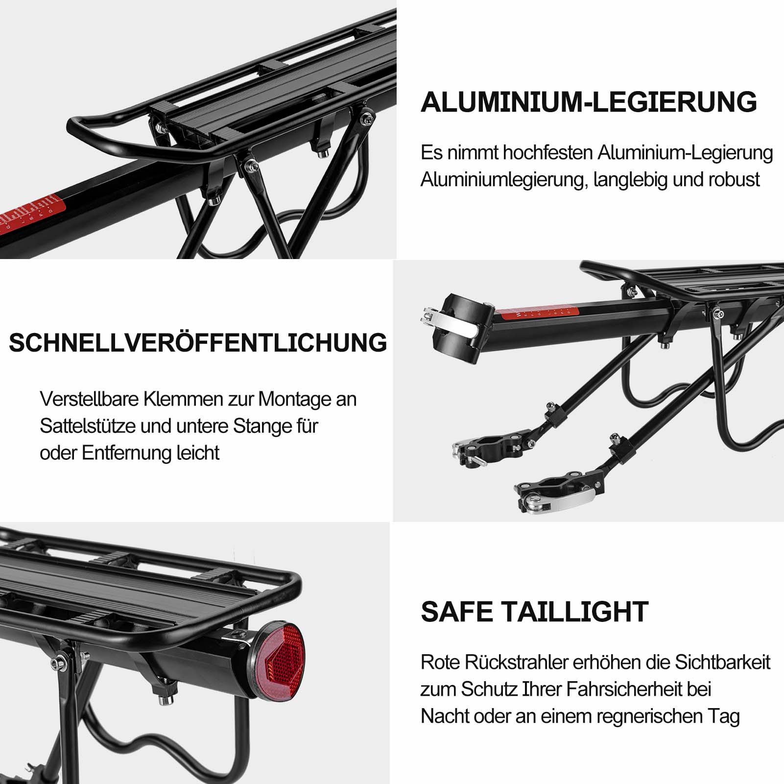 ROCKBROS Fahrrad Gepäckträger Schnellspanner mit Reflektor 24-29 Zoll Aluminiumlegierung