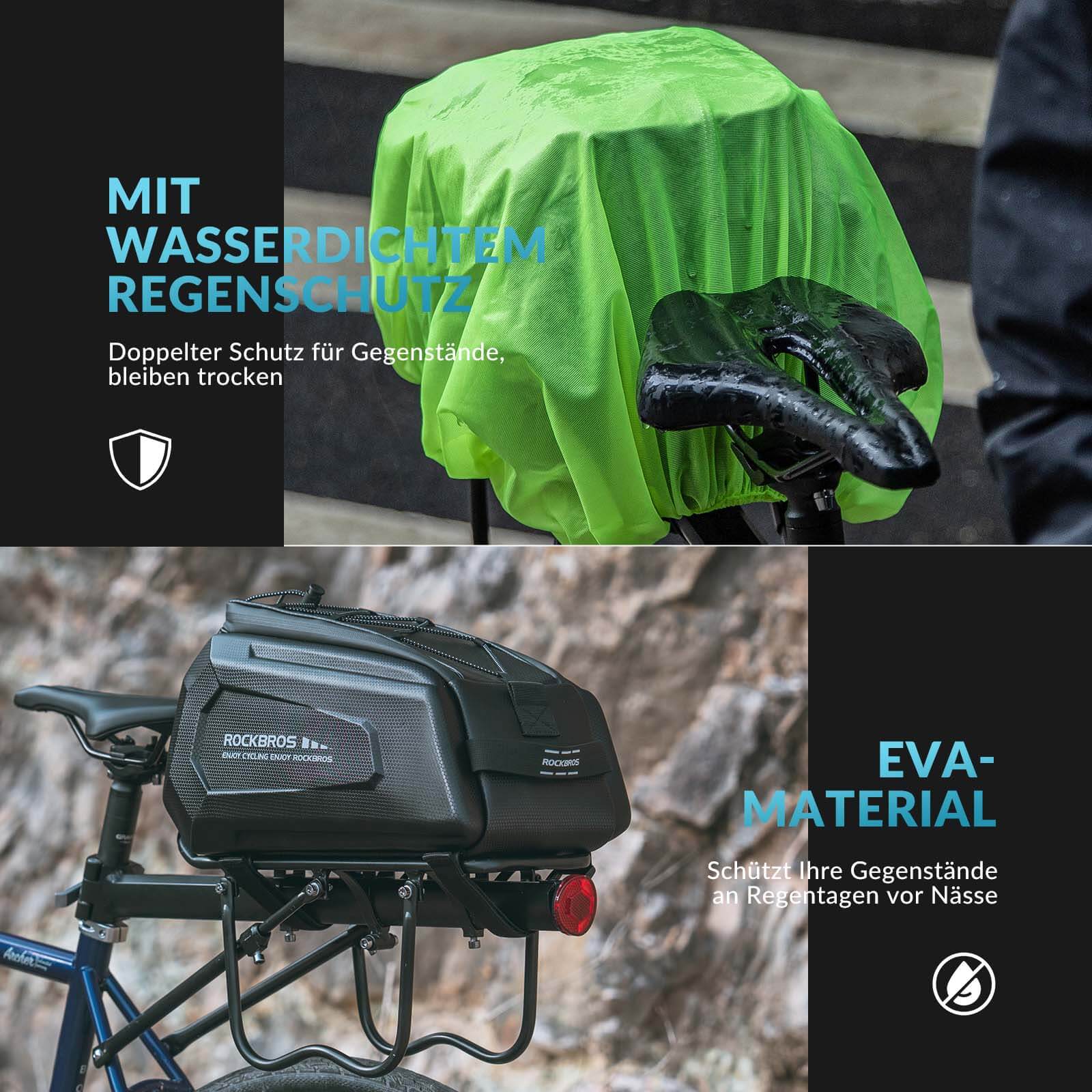 Fahrrad-Gepäckträgertasche, 9L, wasserabweisend – inkl. Regenhülle & verstellbarem Schultergurt