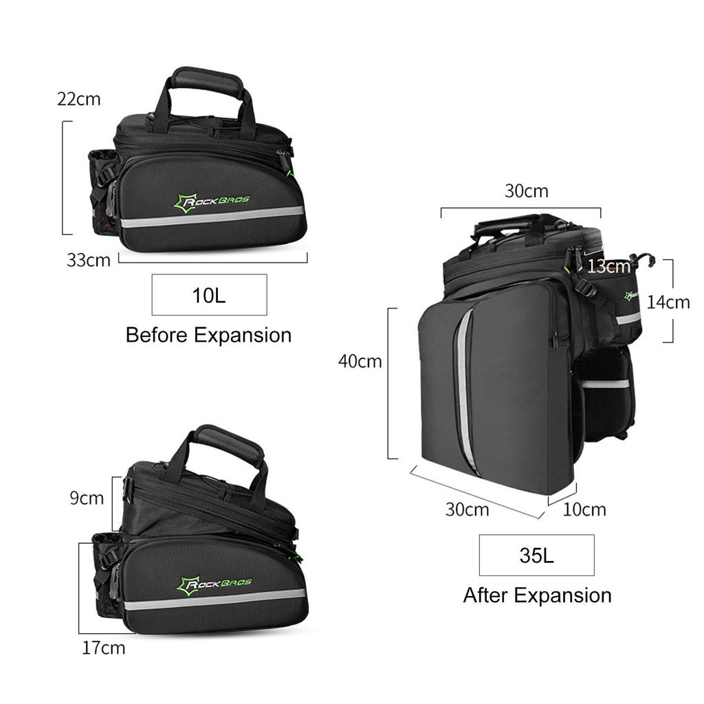 ROCKBROS Fahrrad Gepäckträgertasche wasserdichte mit Regenschutz 17-35L
