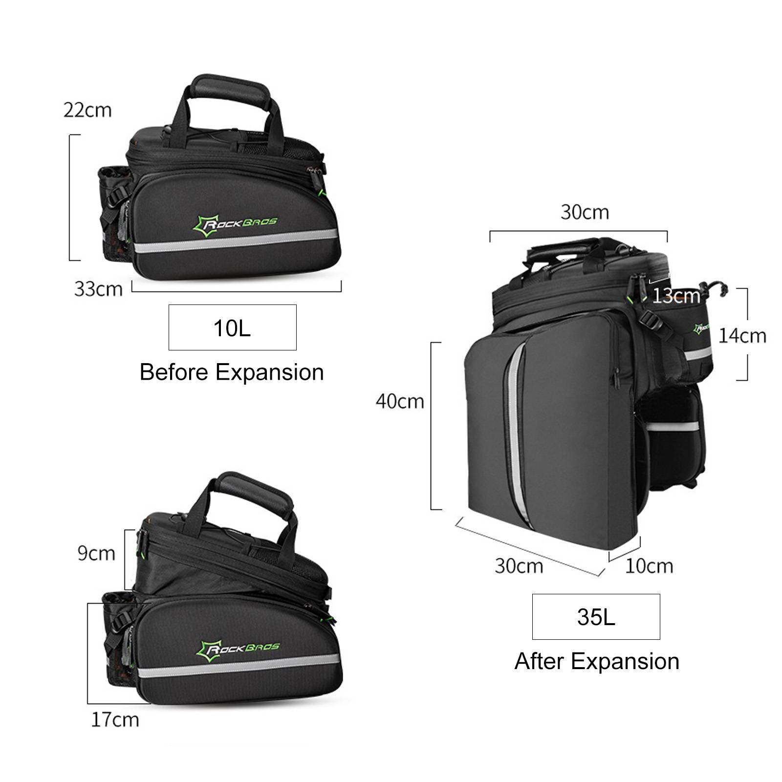 ROCKBROS Fahrrad Gepäckträgertasche wasserdichte mit Regenschutz 17-35L