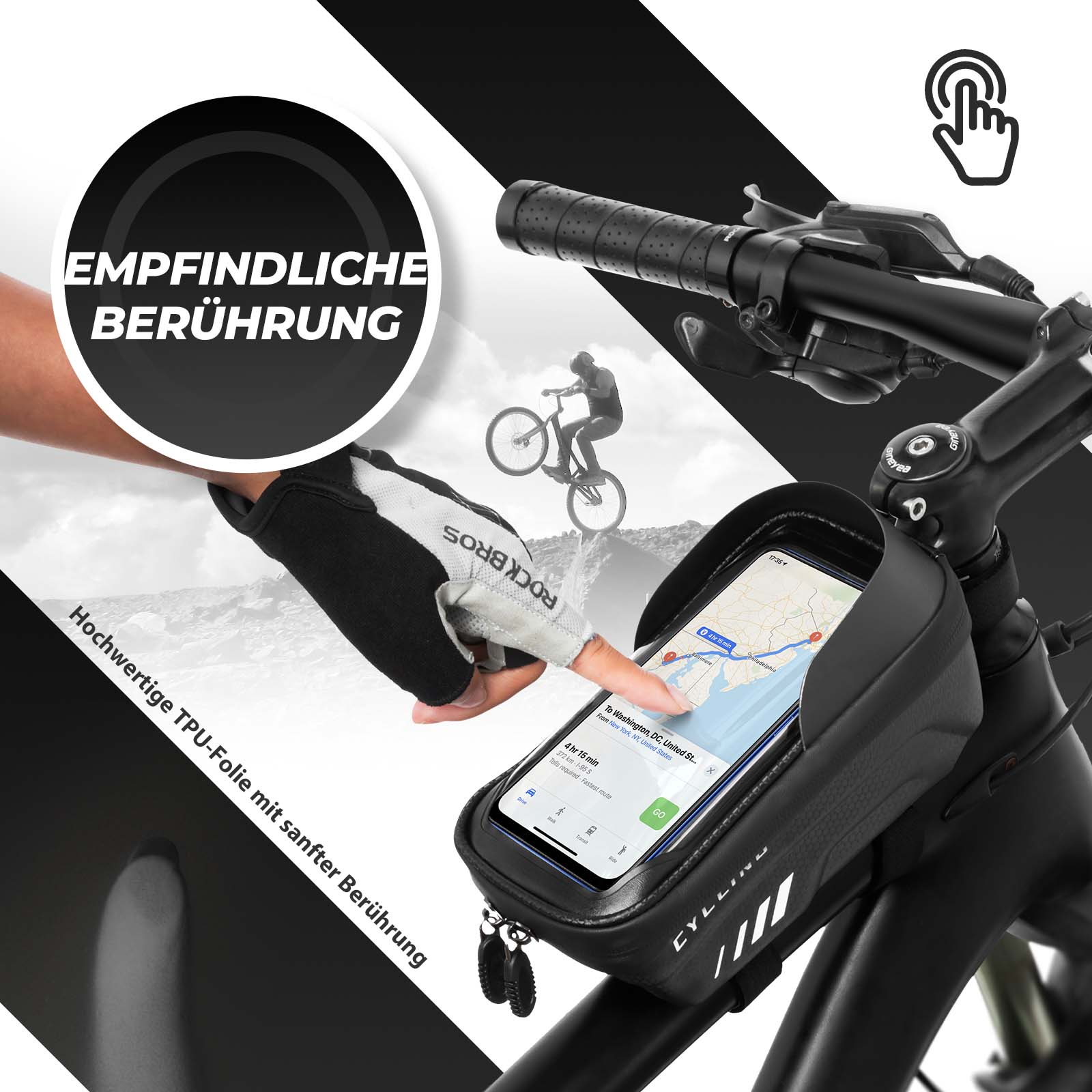 ROCKBROS Fahrrad Handytasche Handyhalterung mit Touchscreen 6.7 Zoll