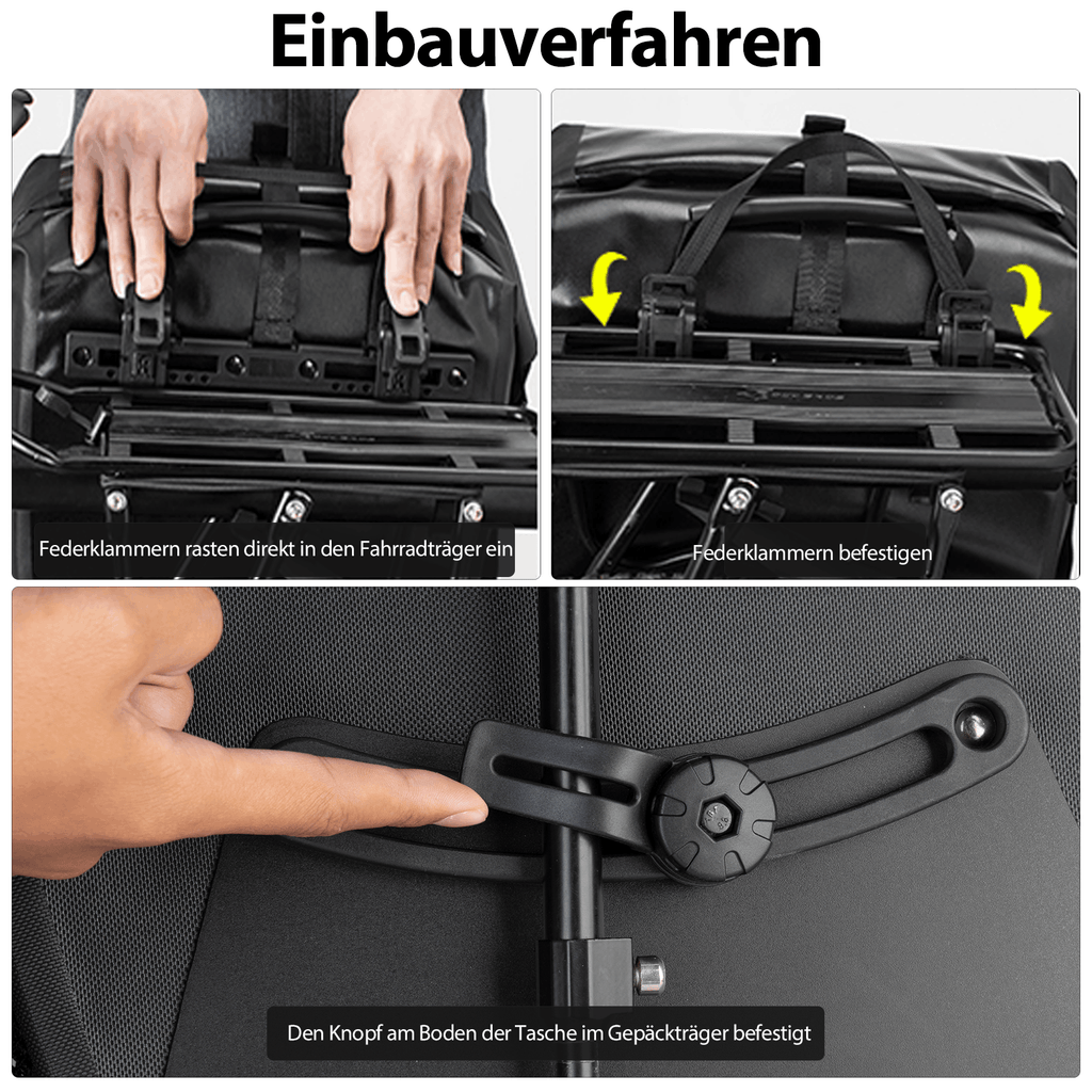 ROCKBROS Fahrrad hinter Gepäckträgertasche wasserdicht 20-27L für E-Bike/Rennrad/MTB